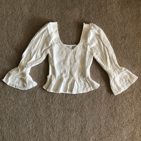 ASOS DESIGN peplum top in ivory. Size US 4. - Picture 6 of 11
